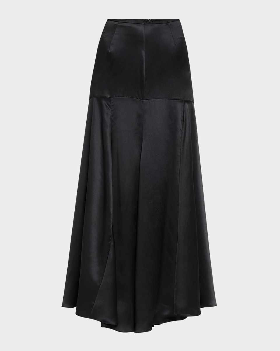 Drop-Waist Slit Bias Silk Maxi Skirt